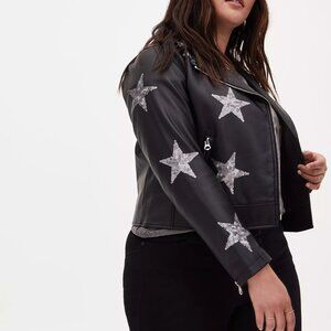 Sz 2 Torrid Star Moto Faux Leather Jacket  Sold Out